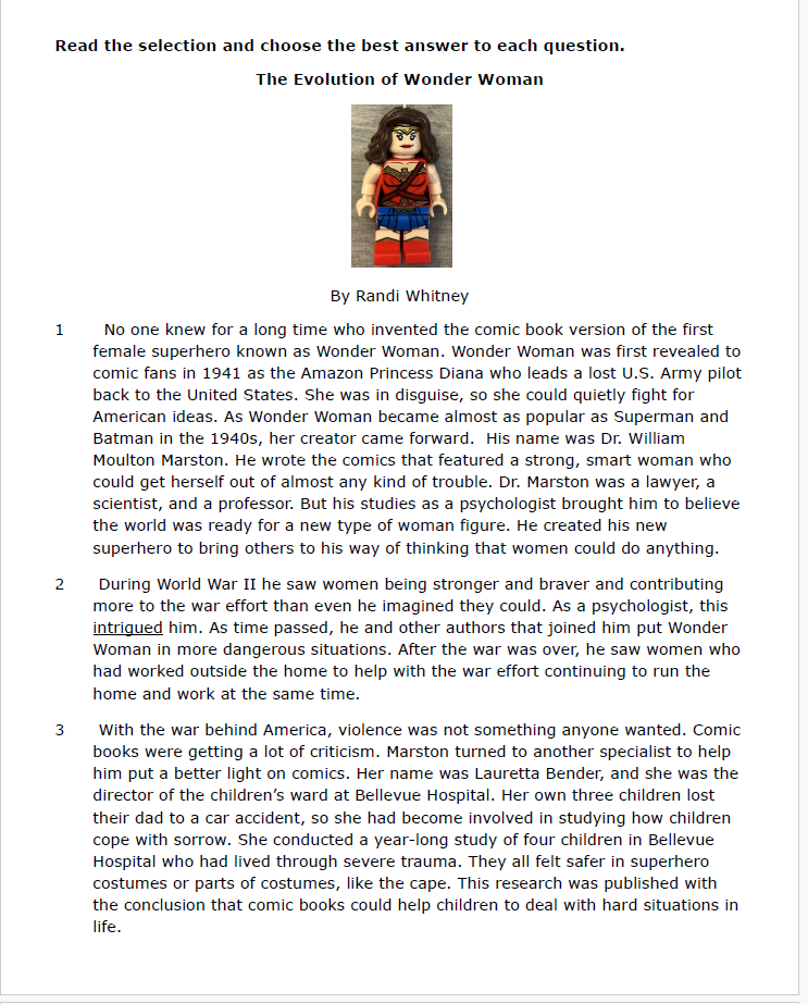 Practice Passage: Set 5 - 3Rd Grade