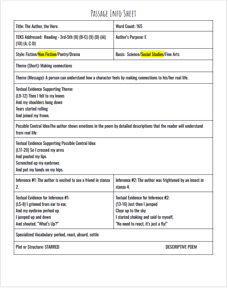 Practice Passage: Set 5 - 3Rd Grade