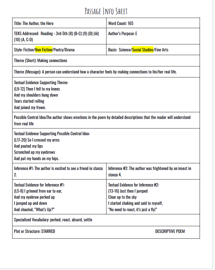 Practice Passage: Set 5 - 3Rd Grade-Spanish