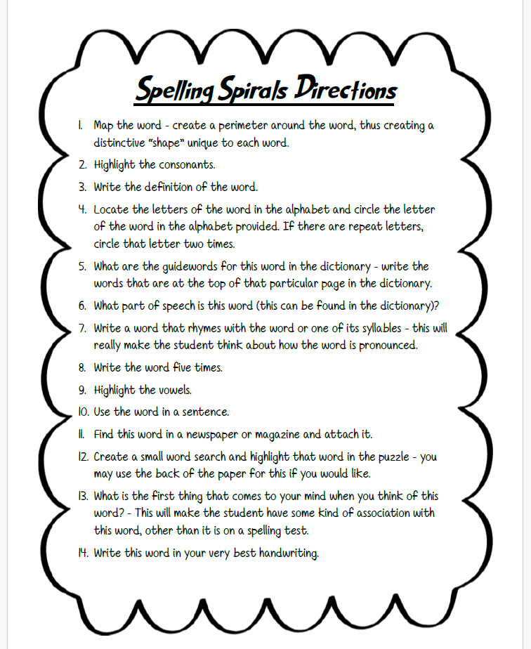 Spelling Spirals | This Resource Is Great For Grades 3-8.