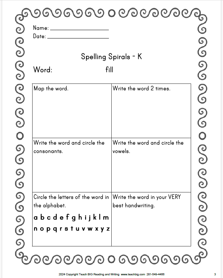 Spelling Spirals | This Resource Is Great For Grades Pk-2.