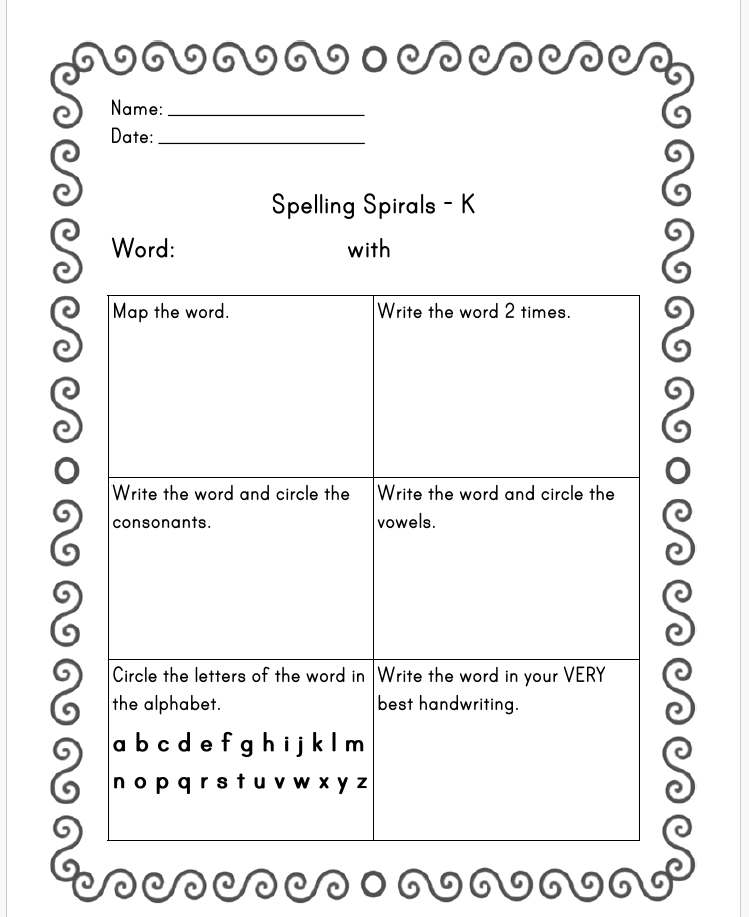 Spelling Spirals | This Resource Is Great For Grades Pk-2.