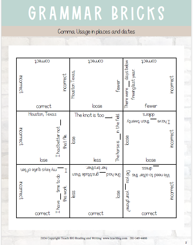 Grammar Bricks - Science | This Resource Is Great For Grades 3-8