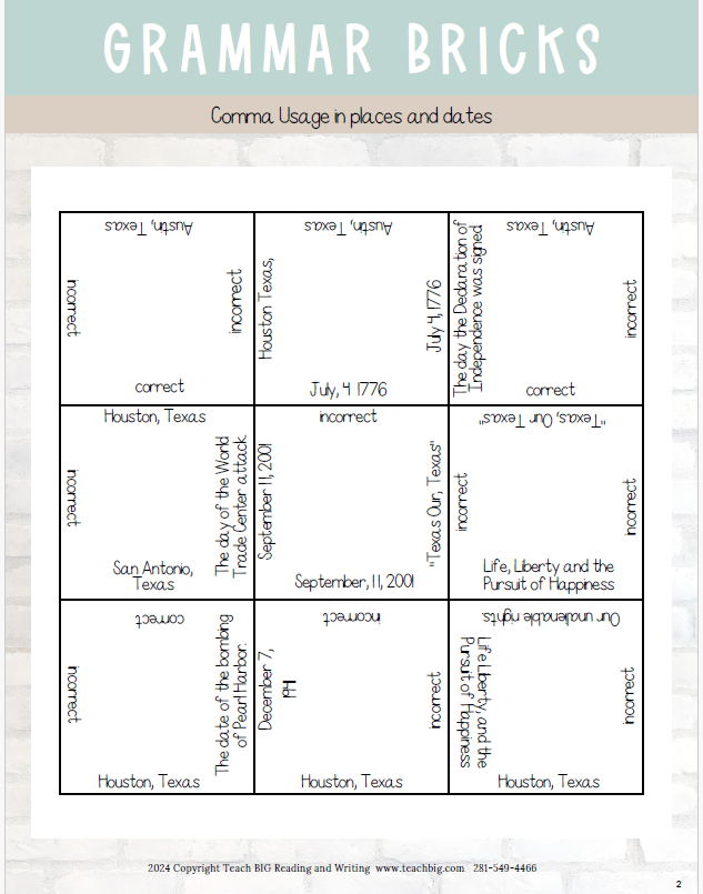 Grammar Bricks - Social Studies | This Resource Is Great For Grades 3-8