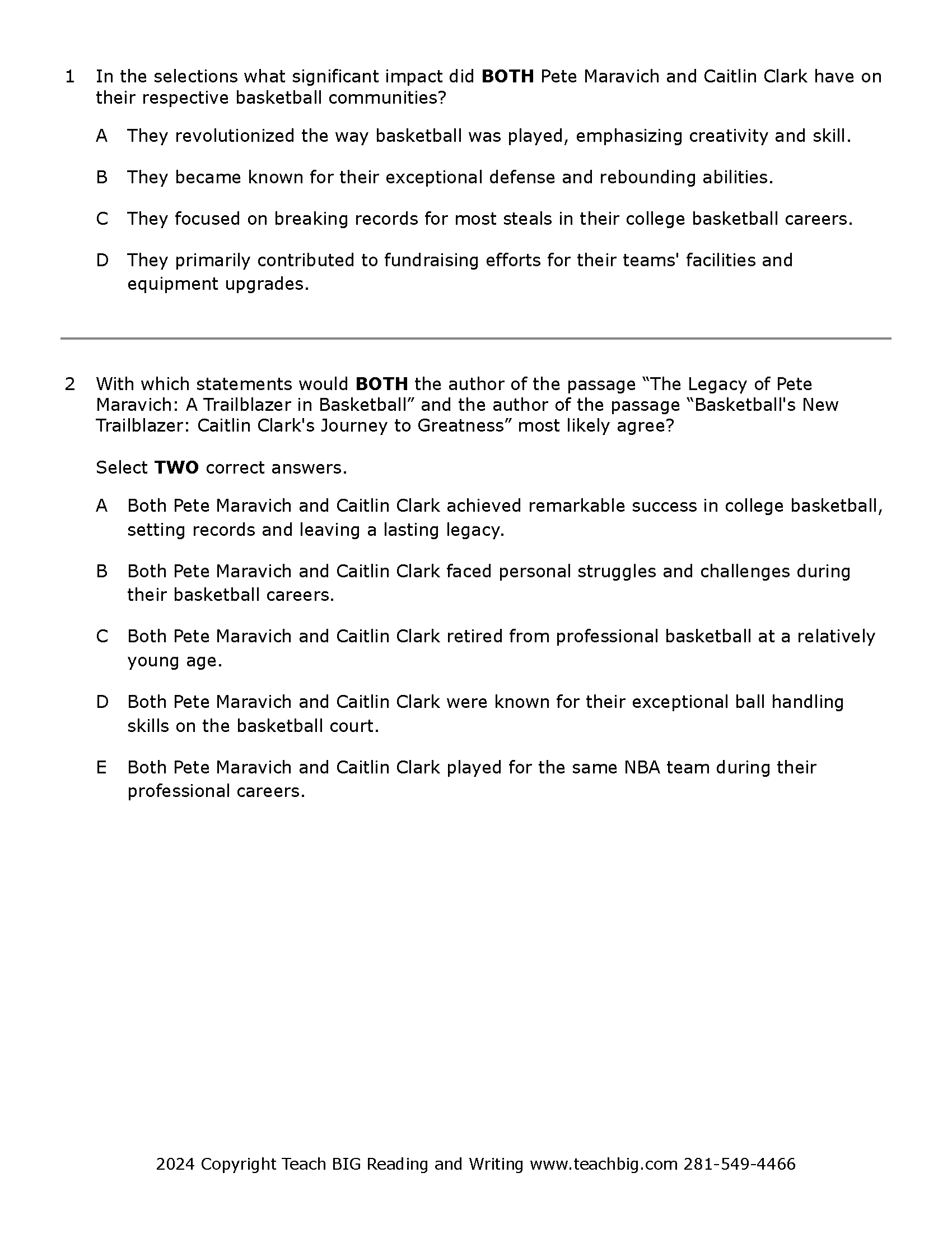 Argumentative Paired Passages: Set 2 – 9Th - 10Th Grade